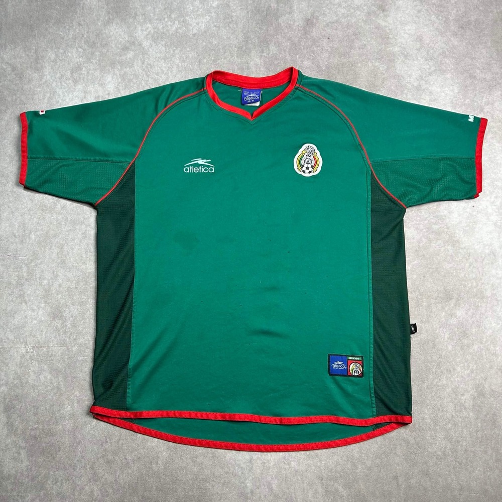 Atletica Mexico National Team Soccer Jersey Green Red Mens XL Vintage stains*